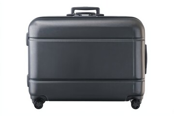 Sleek dark gray carry-on suitcase, ready for travel. Perfect for a weekend getaway or business trip.