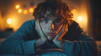 Young man, contemplative pose
