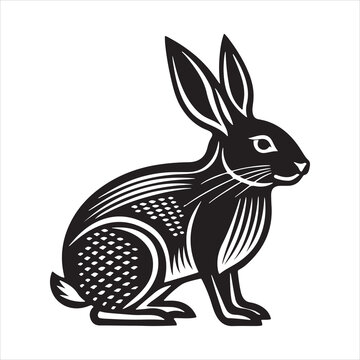 black rabbit profile view clip art preview