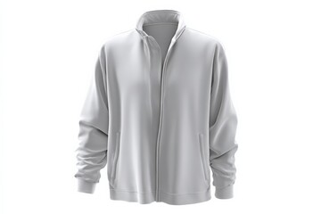 Simple, stylish, and versatile. This light gray zip-up jacket is perfect for layering or wearing on its own.