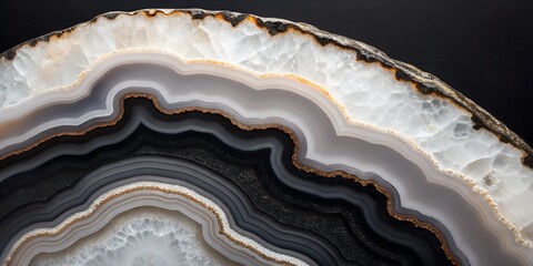 Obraz premium Close-up of a stunning polished agate gemstone showcasing unique patterns and textures