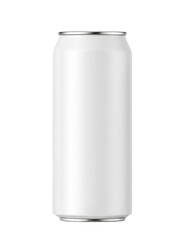 Blank white aluminum can isolated on transparent background for mockups