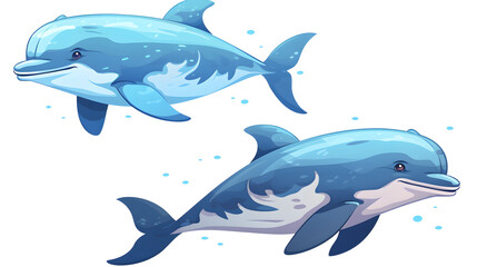 Fototapeta premium Cute Dolphin Cartoon Vector Illustration for Child Education Materials