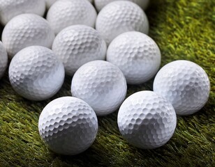 white golf balls close up background