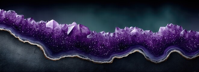 Amethyst geode slice, intricate purple crystals