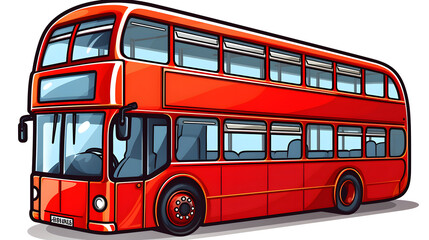 Double Decker Bus Sticker Cartoon Vector Illustration: Colorful Fun Design for Printed Items