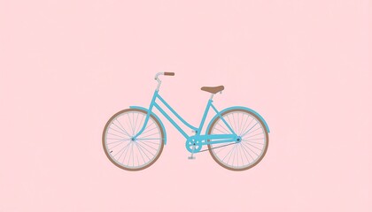 Obraz premium Blue bicycle on pink background.