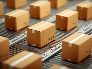 Flat composition of identical cardboard boxes 