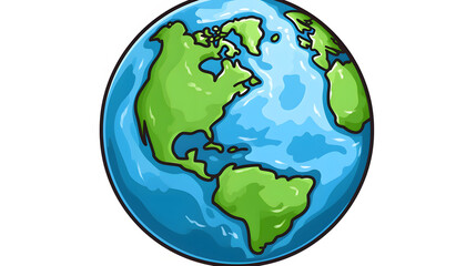 Professionally Designed Earth Globe Cartoon Vector Illustration Isolated on White Background
