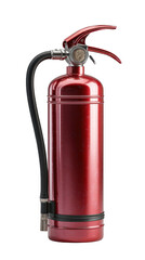 Obraz premium Red fire extinguisher isolated on transparent background for safety and rescue