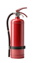 Obraz premium Red fire extinguisher isolated on transparent background for safety and rescue