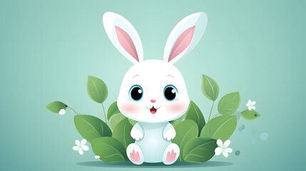 Easter Bunny Greeting Card on Green Background - Festive Holiday Design