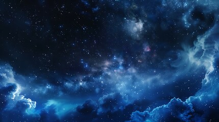 Fototapeta premium Dark Blue Night Sky With Numerous Stars and Cloud Formations