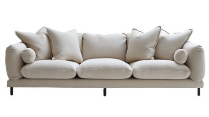Decorative modern sofa isolated on transparent background