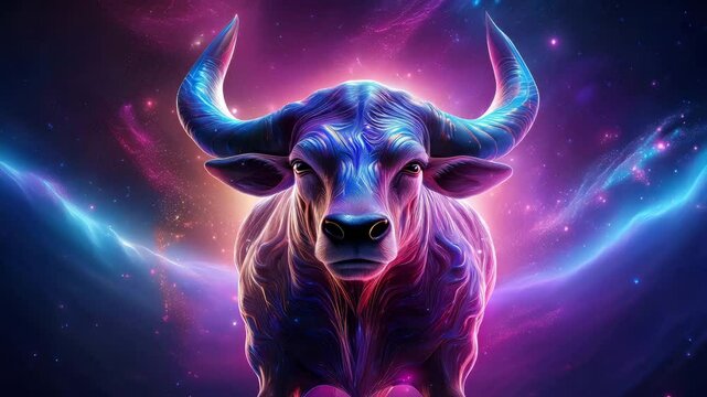 Astrological Taurus Bull with Colorful Background 