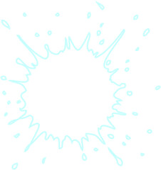 Water splash in radial form with central burst and neon hollow outline creating an abstract stain shape.