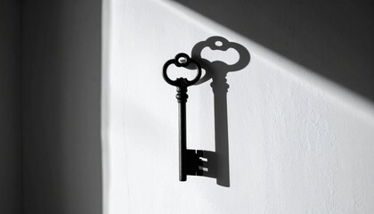 Vintage Keys Silhouette On Wall