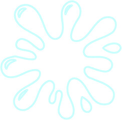 Small blot-like shape with irregular neon contours and bright hollow center resembling liquid impact.
