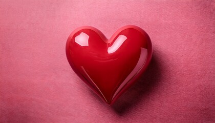 a vibrant red heart sculpture surrounded by textured pink background