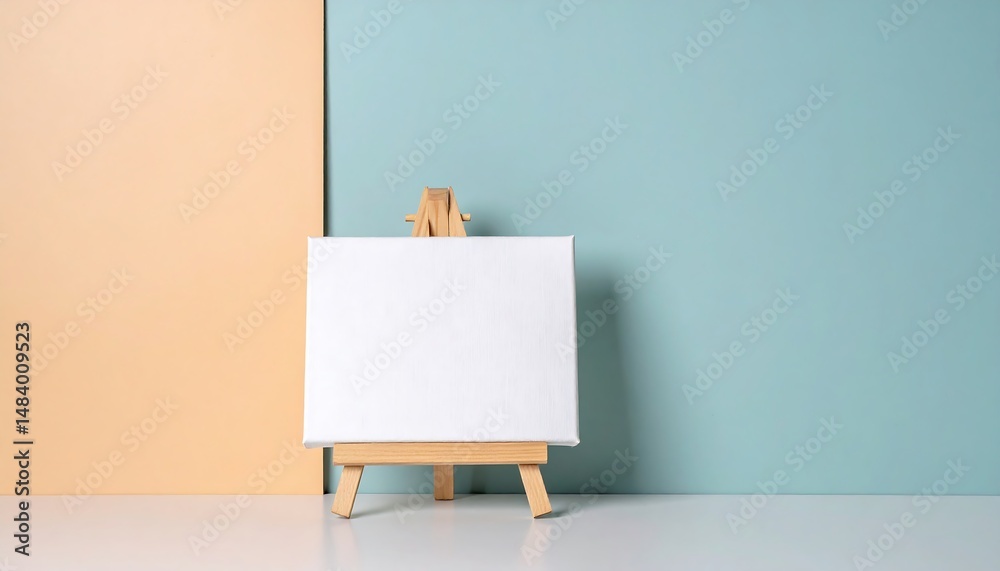 Poster Easel with blank canvas with studio background.