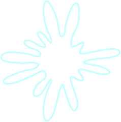 Isolated rounded drip shape with defined hollow outline and neon splash contour suggesting a fall.