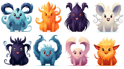 Naklejka premium Fantasy Creatures Cartoon Vector Illustration for Design Projects and Concepts