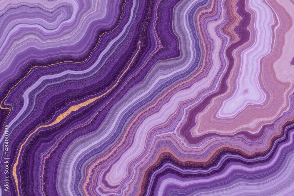 Aufkleber abstract purple agate pattern with wavy lines and textures