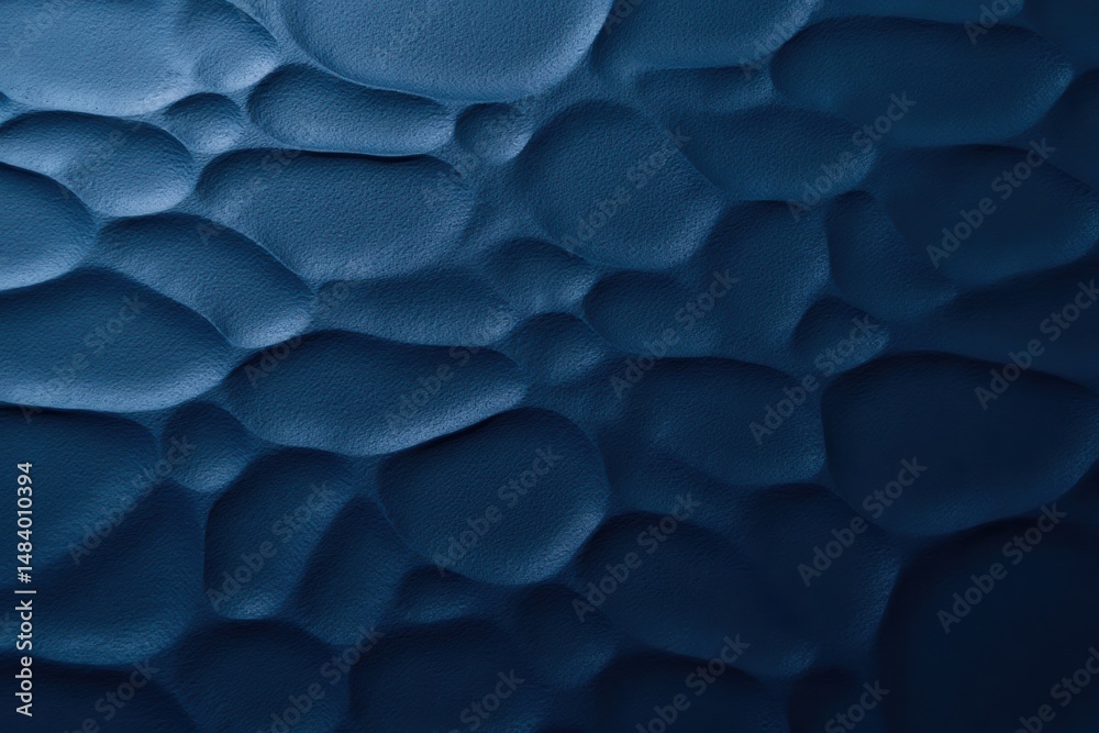 Poster textured blue abstract surface with rounded shapes and deep shadows