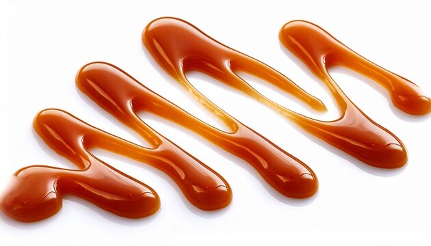 caramel syrup drizzle isolated on white background