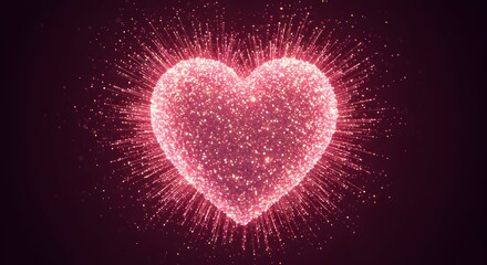 Glowing Pink Heart with Sparkling Particles