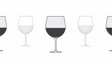 Elegant Wine Glass Set Illustration Red White Wine