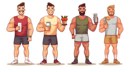 Obraz premium Professional Fit and Healthy Man Cartoon Vector Illustration Isolated on White Background