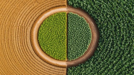 Circular division of two different agricultural fields.