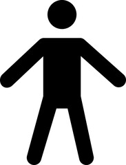 Black pictogram of a man with two arms and two legs wide open
