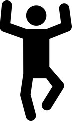 Black pictogram of a happy and cheerful man jumping