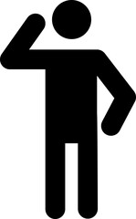Black pictogram of a man saluting