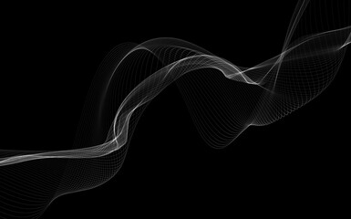 Dark abstract background with a glowing abstract waves