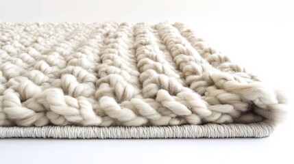 Cosy wool rug luxurious textures perfectly isolated on a pure white background