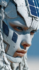 Robot Cyborg Technology Future Artificial Intelligence Solar Energy Face Portrait Innovation Nature Bioengineering Unique Character Advanced Humanoid Fantasy Concept Vision Robotics Sustainability