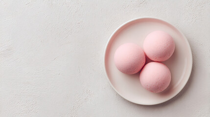 Pink Bath Bombs Aromatherapy Spa Relaxation Wellness Natural Skincare Soothing Fragrance Treatment Organic Soft Spheres Luxury Essential Oils Handmade Hygiene Aromatic Gift Minimalist Tabletop