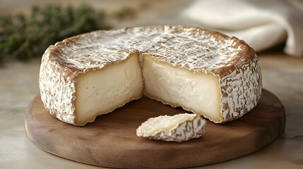 Queso Roncal, Roncal Cheese sharp Roncal cheese wedges on wooden board, crumbly texture, muted warm backdrop