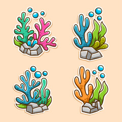 tropical reef coral collection set