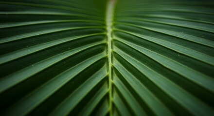 Obraz premium Close Up of Dark Green Palm Leaf Texture