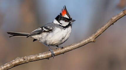 Naklejka premium Stunning Red-crested Finch Bird on Branch Wildlife Photography