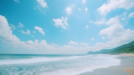 Serene Coastal Landscape Summer Beach Ocean Waves