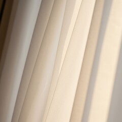 Obraz premium Cream Beige Curtains with Soft Sunlight Texture