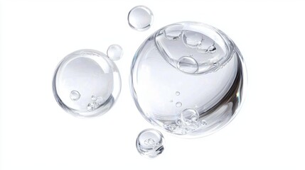Concept of skincare cosmetics featuring collagen bubbles.