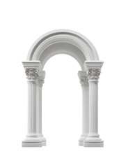 Fototapeta premium Elegant white archway with Corinthian columns architectural element isolated on white perfect for historical or classical designs