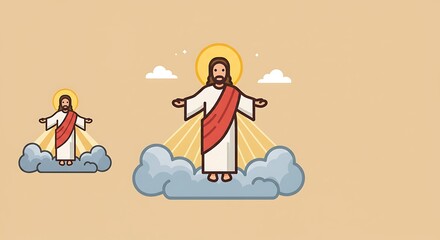 Jesus Christ Ascending to Heaven, a Flat Design Illustration