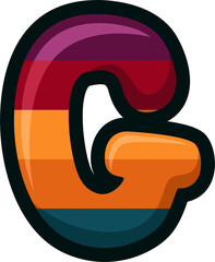 Bold cartoon alphabet letter G in retro sunset color style. Perfect for kids' projects, playful titles, branding, crafts, and education. Isolated high-quality PNG on transparent background.